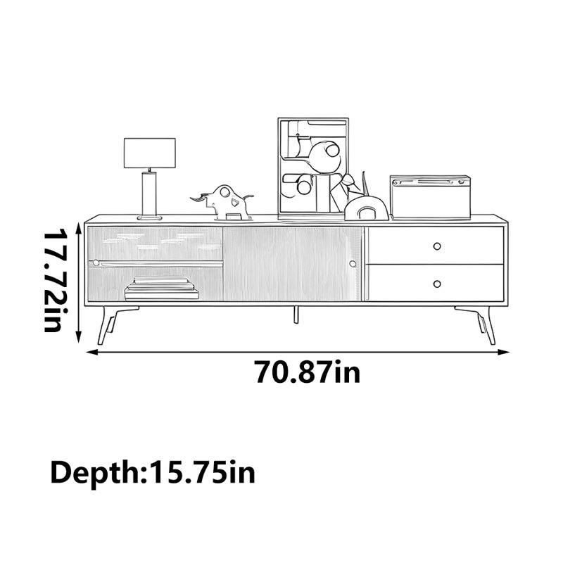 Meuble télé de luxe à lumière noire, 70.87"