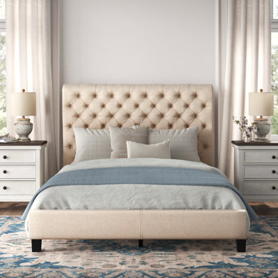 Upholstered Linen Standard Bed