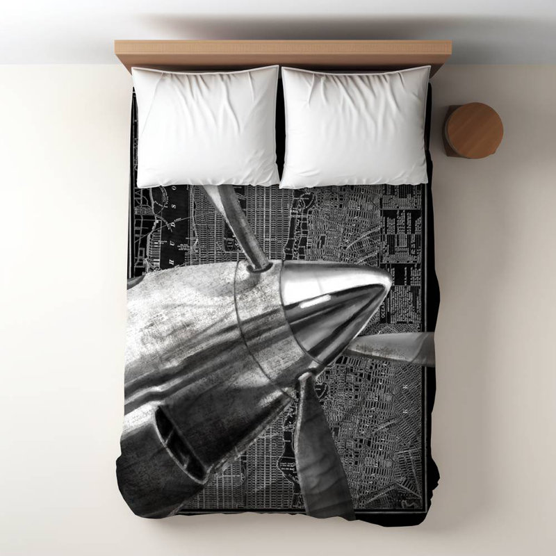 Housse de couette grise pour avion | Taille simple | NYC Home Decor