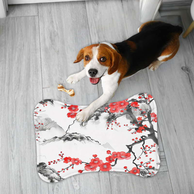 Tapis rouge rouge à motif floral japonais - 1 pièce