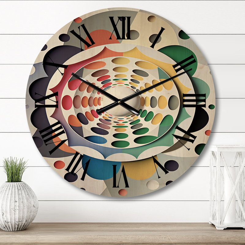 Métamorphose de la géométrie de l'éveil - Horloge murale moderne surdimensionnée en bois, Petit