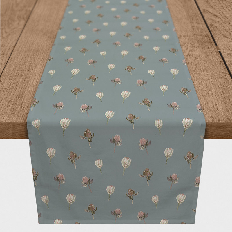 Rectangular Floral Table Runner, 72" x 16", Blue