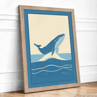 Breaching Whale Coastal - Framed Print