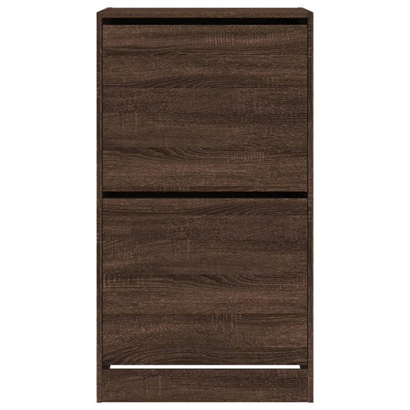 12 Pair Shoe Storage Cabinet, Brown Oak