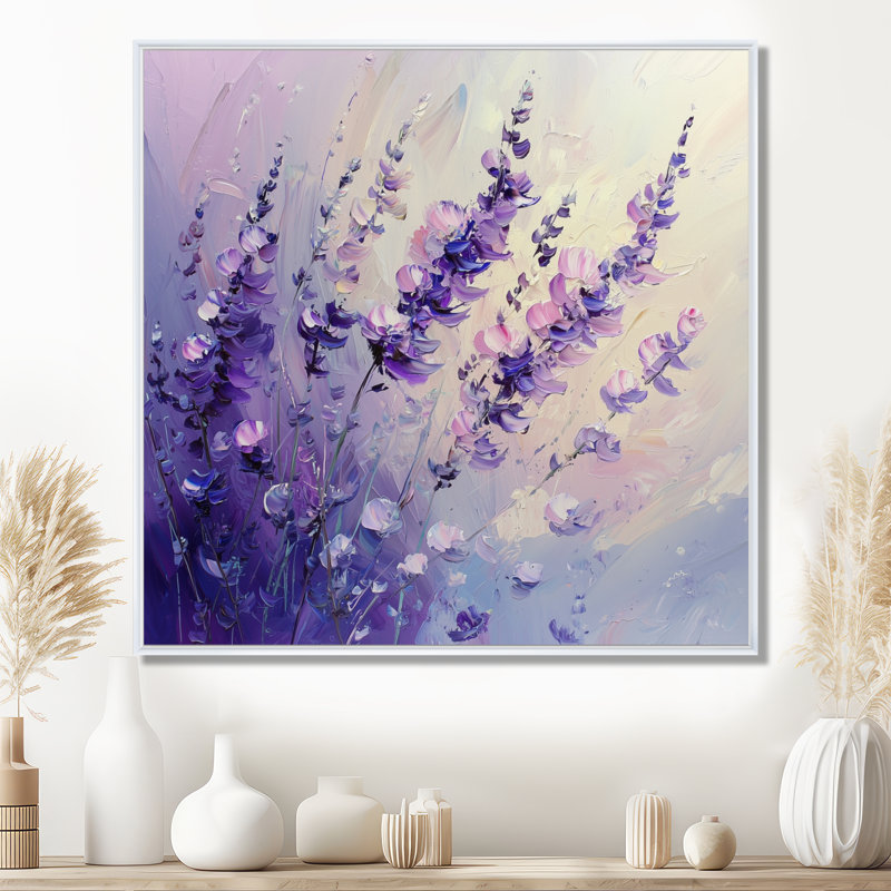 Décoration murale florale Ethereal Lanvender Wildflowers, Impression encadrée flottante, H 16 po x l 16 po, Blanc