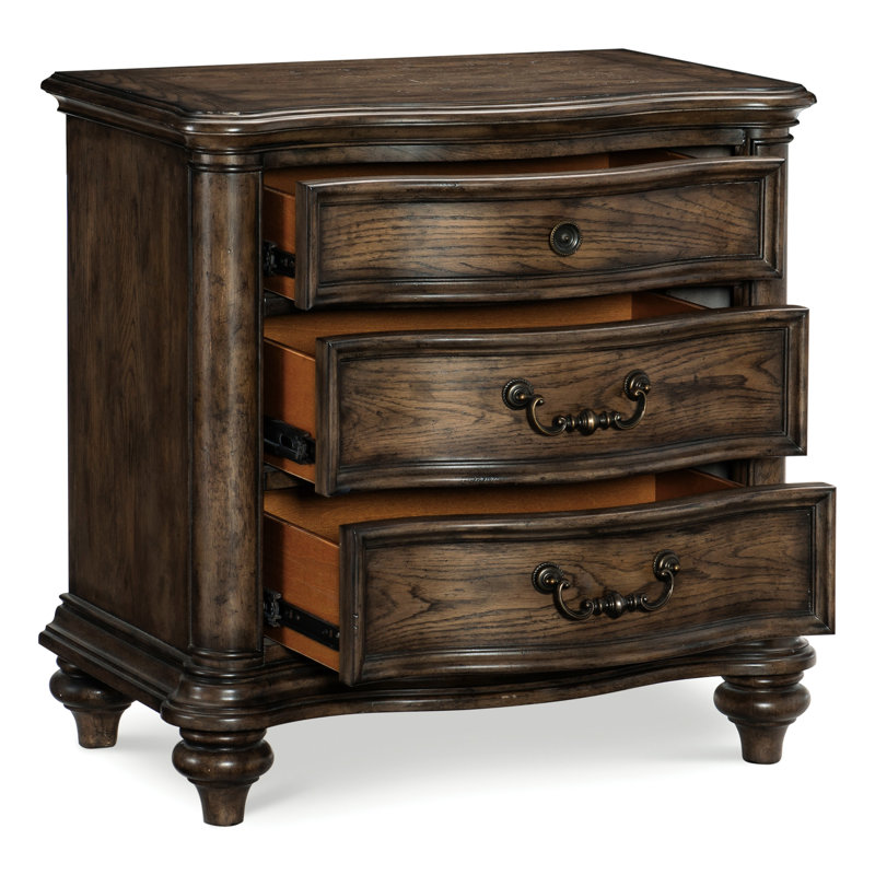 3 Table de chevet en chêne brun pour la chambre à coucher - Table de chevet élégante et pratique en matériaux de bois de qualité