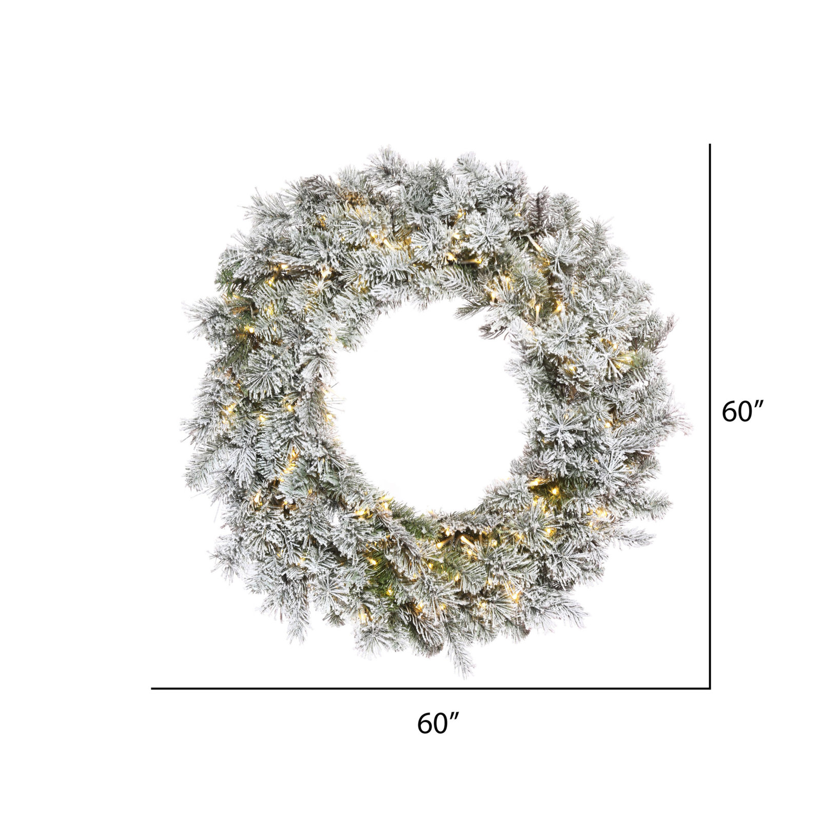 Winfield Frosted Pre-Lit Pine Christmas Wreath, 60" H x 60" W x 5" D