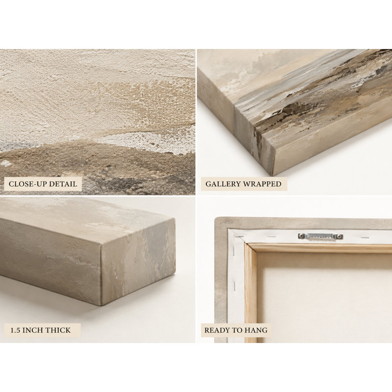 Ivoire beige paysage marin minimaliste enveloppé Ingeburg, L 40 po x H 20 po x P 1,5 po