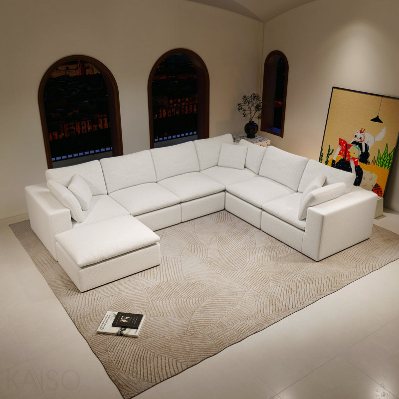 Canapé modulaire 137,8 * 108,3 po, canapé rembourré et compressé pour salon, chambre à coucher, appartement, sans assemblage requis, combinaison libre 7PC