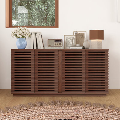 Minimalist Style Storage Cabinet With Solid Wood Slatted Doors by Latitude Run