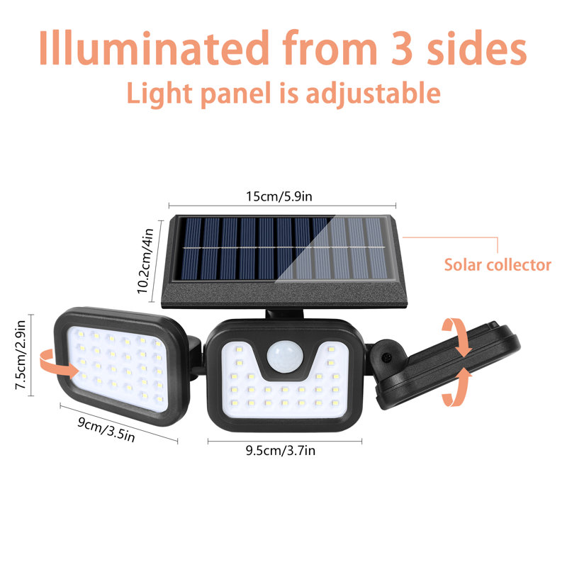 Lumière DEL solaire à 3 têtes