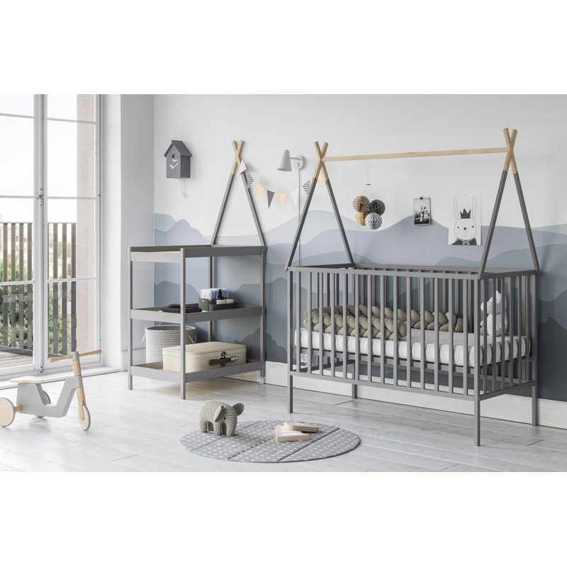 Hirsch Changing Table, Grey/Beech