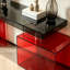 Table console multifonctionnelle en acrylique rouge.-722314318