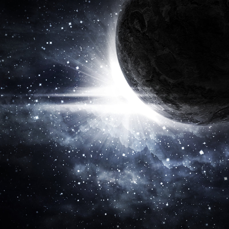 Andriel Planet Partially Eclipsing Sun - Wrapped Canvas Print, 30cm H x 30cm W x 3.8cm D