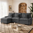 Canapé d'angle modulaire en forme de L de 274 cm (108 po) de large avec pouf réversible
