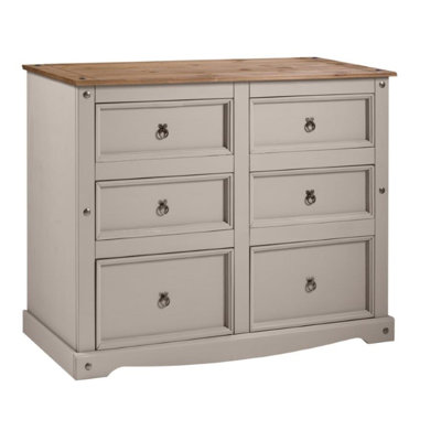 Palmea Solid Wood 133 cm W Chest of 6 Drawers