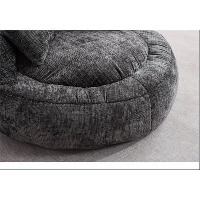 Foam Bean Bag Chairs for Adults/Teens with Filling,Bean Bag Lazy Sofa with Ultra Soft Chenille Cover,Round Bean Bag,Indoor & Outdoor(Black)