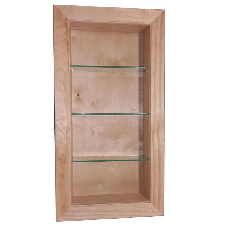 Durango 4 Piece Solid Wood Recessed Wall Shelf with Adjustable Shelves, 21.5" H x 15.5" W x 3.5" D, Unfinished Wood