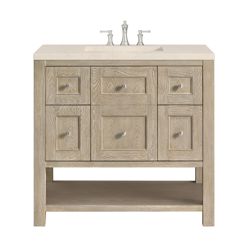 Breckenridge 36'' W Single Vanity, Whitewashed Oak, 8" Widespread, Parisien Bleu