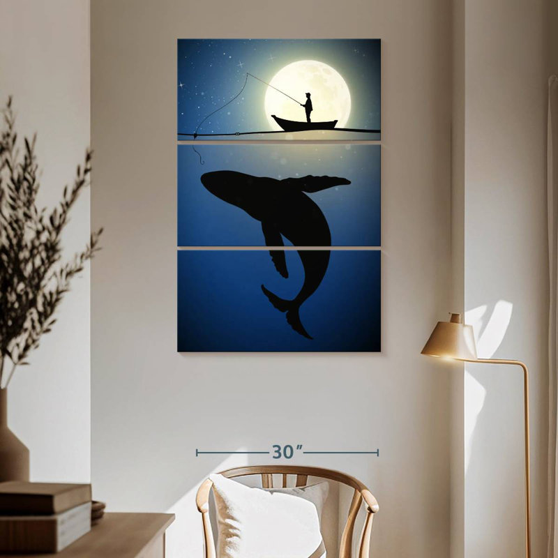 Senne Moonlit Whale Fishing, 65" H x 42" W