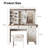Makeup Vanity Desk Set With Sliding Mirror, Adjustable LED Light, Charging Socket, Multi Storage