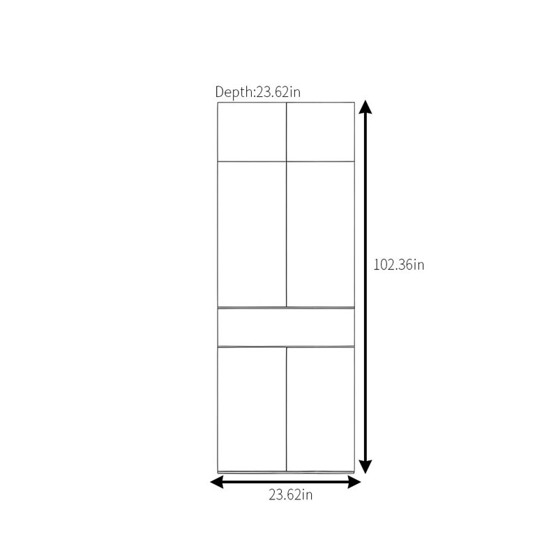 Garde-robe classique rétro, H 102,36 po x l 23,62 po x P 23,62 po