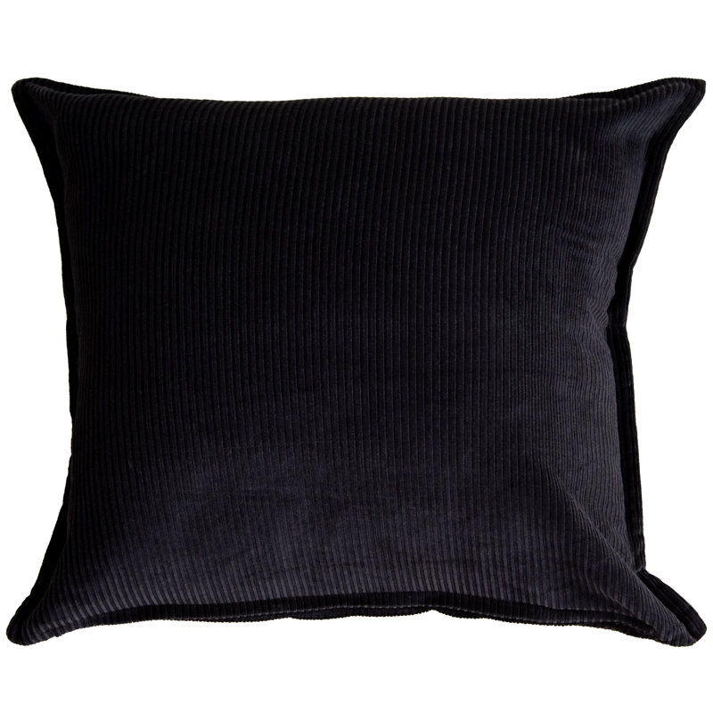 Textured Cotton Reversible Throw Pillow, Black