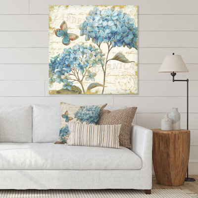 «Butterfly Blue Garden II», reproduction d'art sur toile tendue