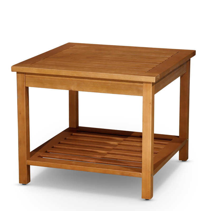 Élégant plateau en eucalyptus à 2 tablettes - pour la table de relaxation extérieure, résistance à la décomposition