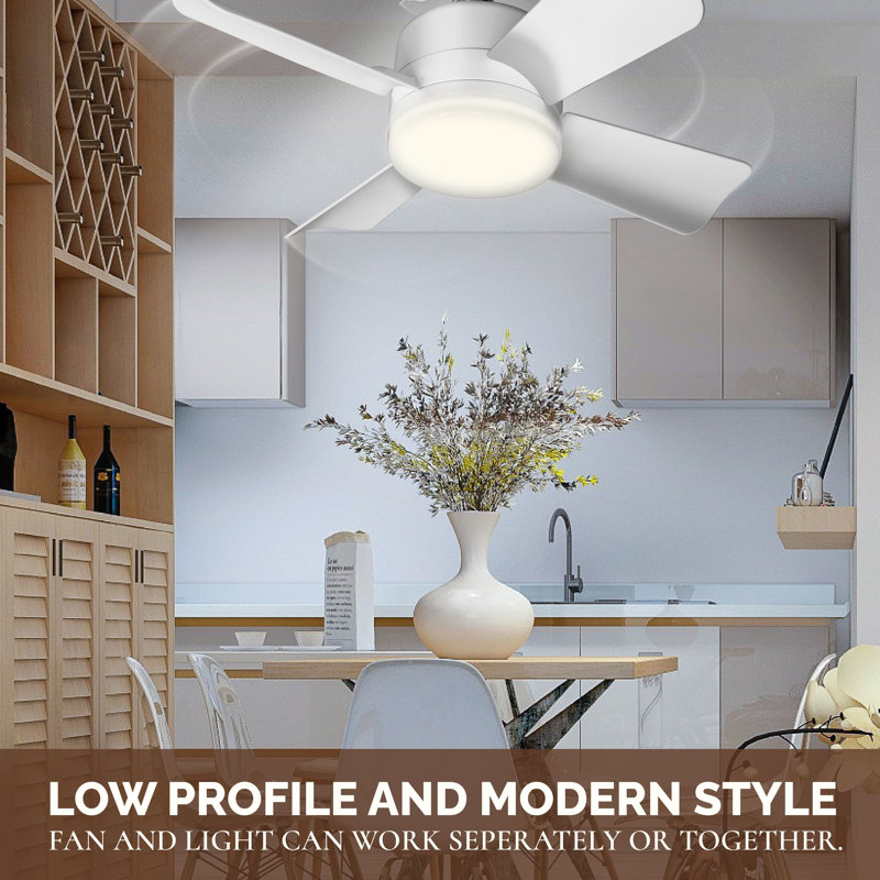 Bell + Howell Socket Fan Ceiling Fan with 1000 Lumens Warm Light, White