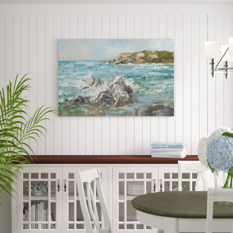 Impasto Ocean View II by Ethan Harper - Painting on Canvas, 81cm H x 122cm W, Wrapped Canvas