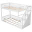 Lit superposé simple au-dessus d'un lit simple, échelle avec rangement, blanc-1611325477
