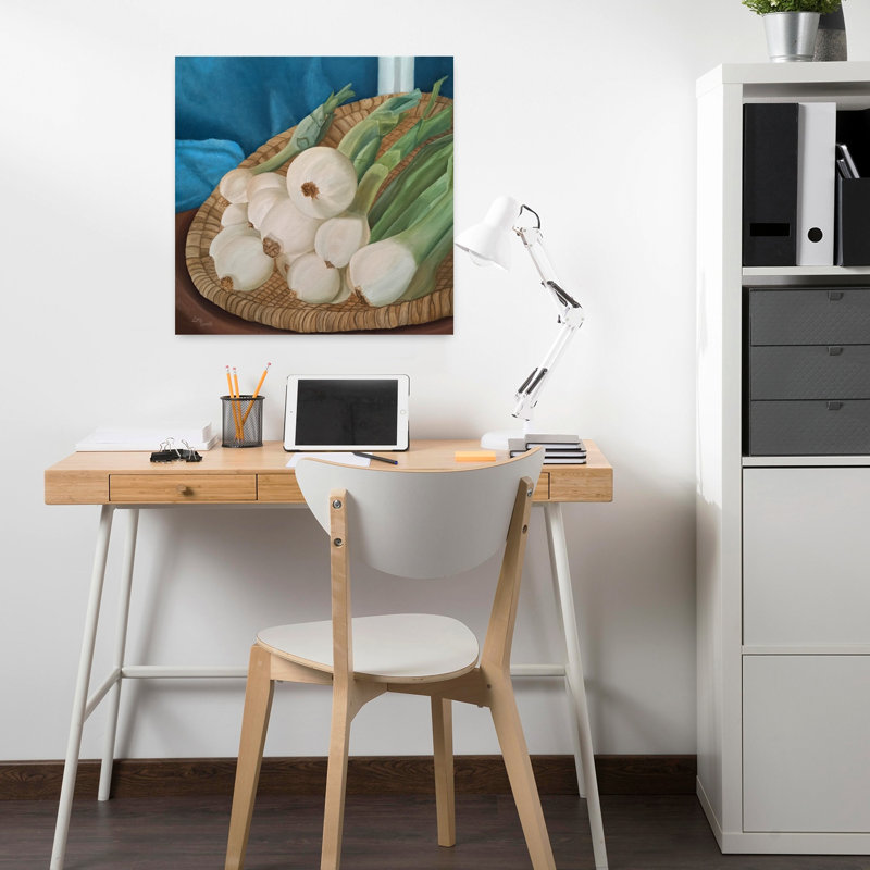 Nature morte, oignons frais, paysage abstrait rustique coloré, art mural, H 18 po x l 18 po