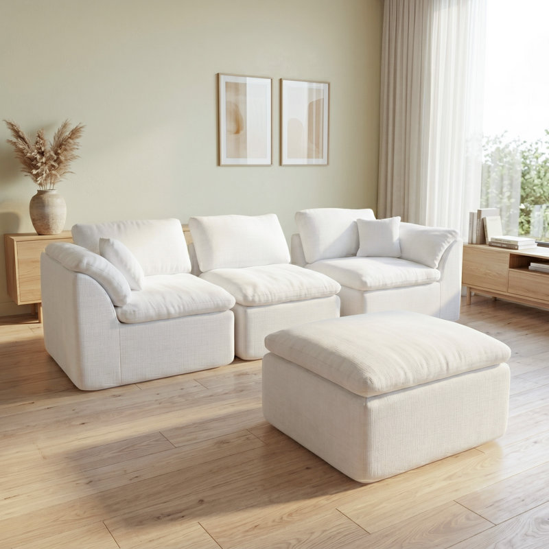 Canapé modulaire en L 111,8 po à assise profonde et méridienne avec salon
