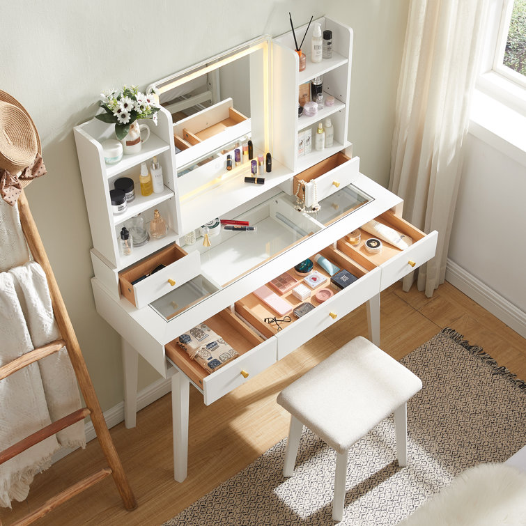 https://assets.wfcdn.com/im/27602707/resize-h755-w755%5Ecompr-r85/2498/249896772/Wynnie+42%22+W+Farmhouse+Makeup+Vanity+Desk+with+Mirror+and+3+Light+Modes.jpg