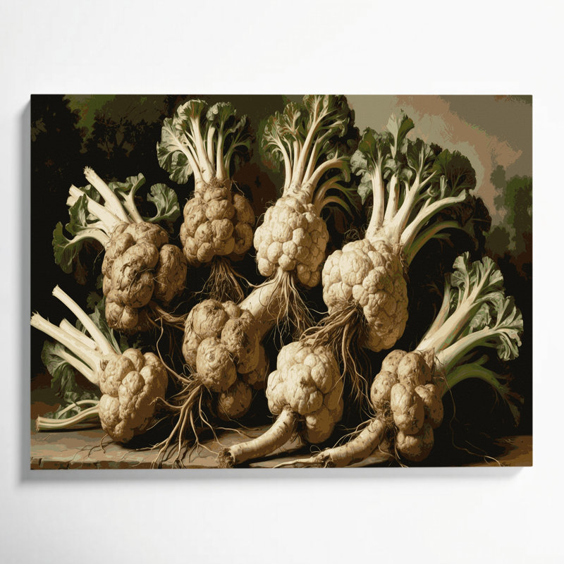 Légumes, art mural sur toile brun céleri-rave, H 11 po x l 14 po
