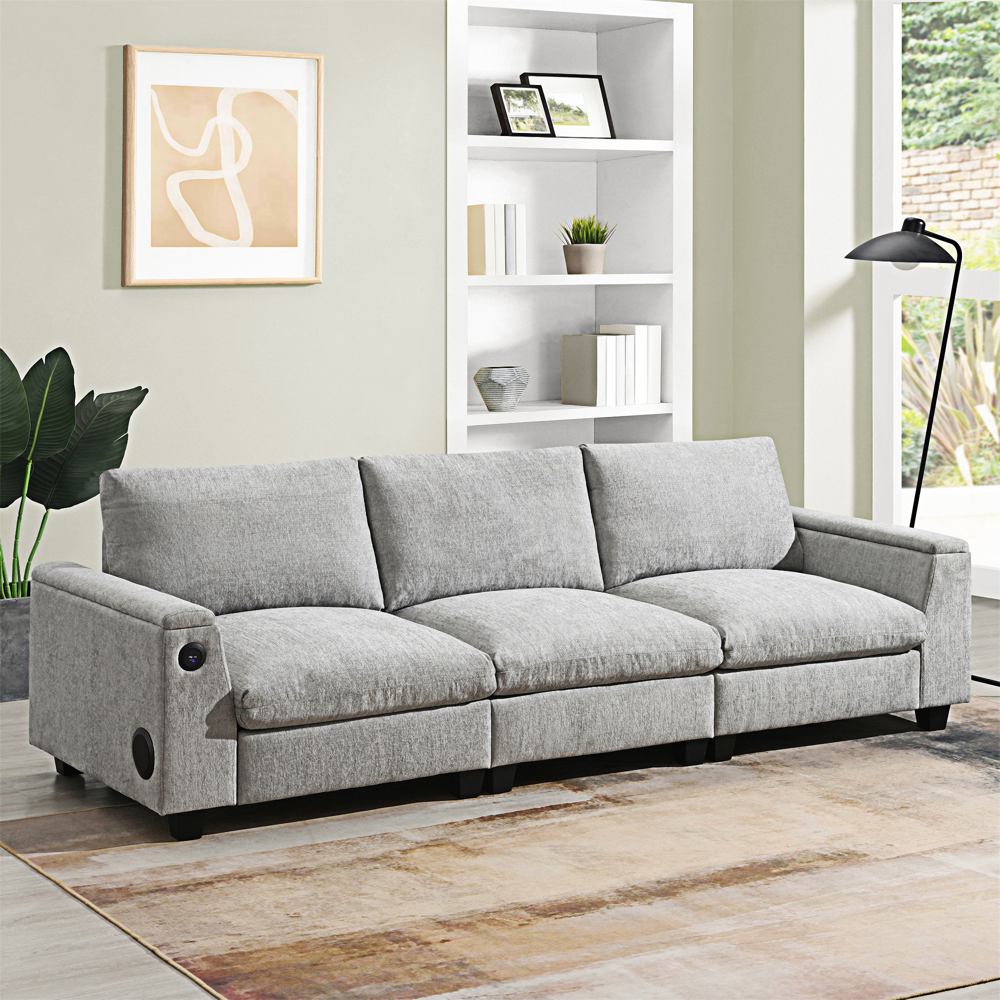 Latitude Run® 96*35''Chenille Sectional Sofa With Tooth Speaker ...