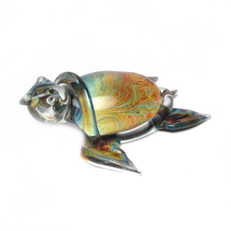 Murano Glass Turtle Figurine Calcedonia, Yellow