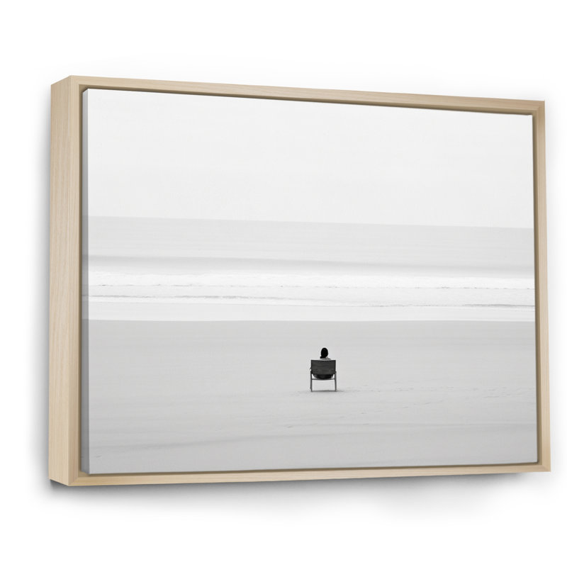 Minimalisme noir et blanc, photo de plage IV sur toile, H 12 po x l 20 po x P 1 po, Cadre naturel flottant