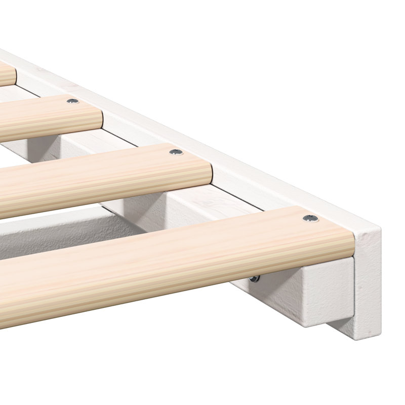 Solid Wood Bed, White, Double (4'6)