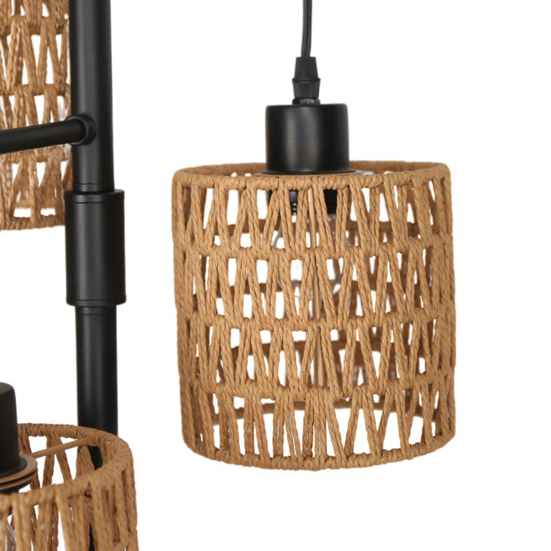 Asiel 65''  Rattan Matte Tree Floor Lamp with Foot Switch, Black