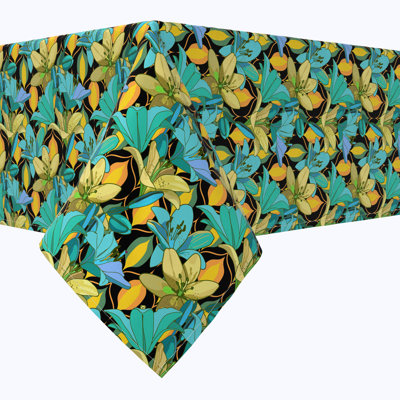 Rectangular Tablecloth, 100% Cotton, Floral 90