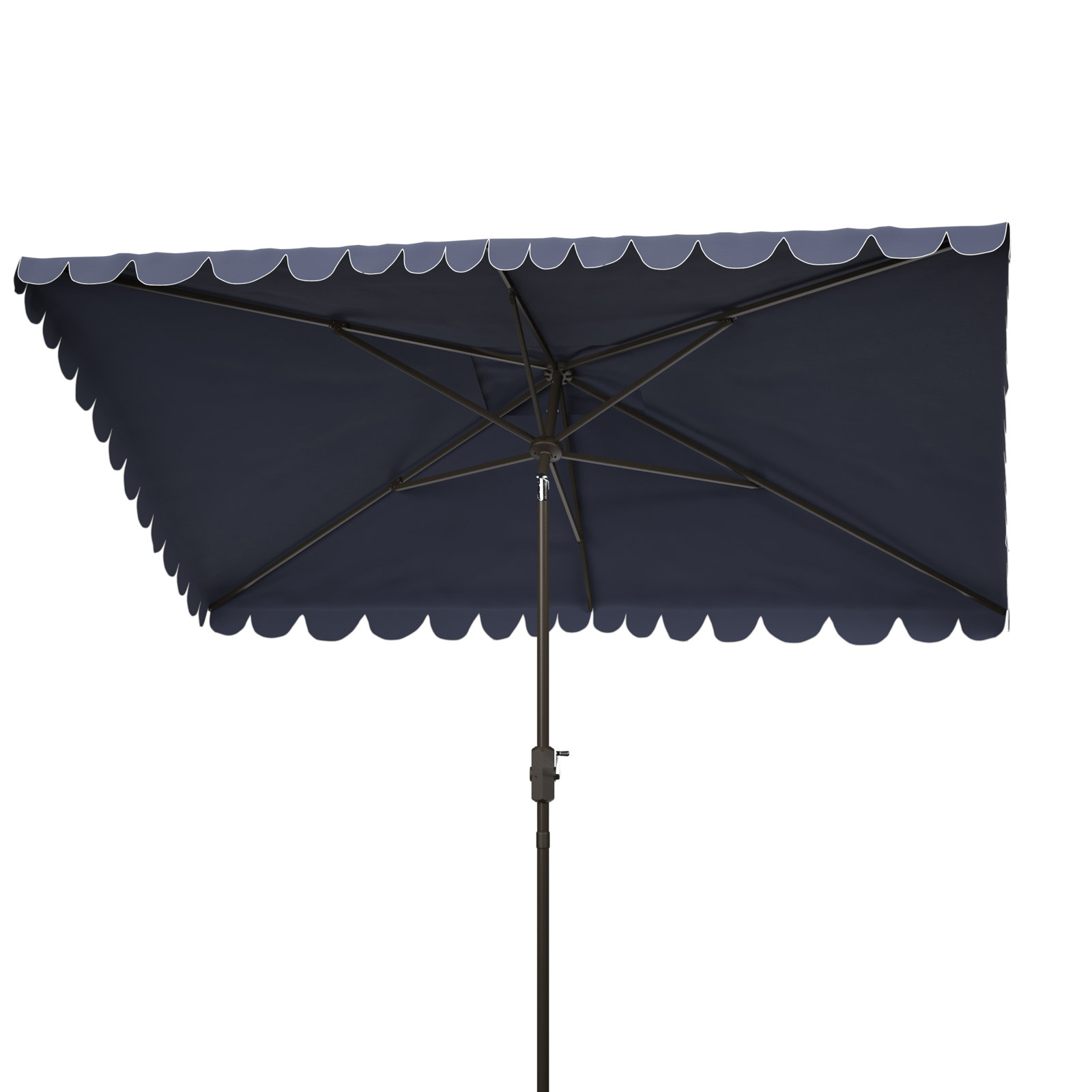 Teo 9.8' Market Umbrella, Brown, Navy/White