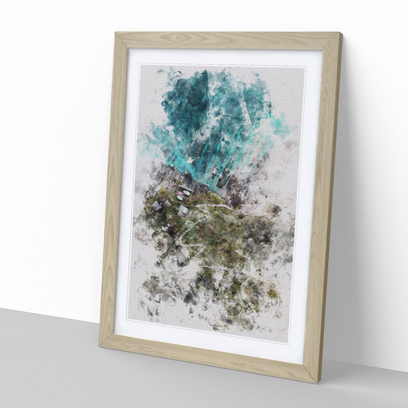 High Above Asturias in Spain - Picture Frame Graphic Art, 90cm H x 65cm W x 2cm D, Oak Framed