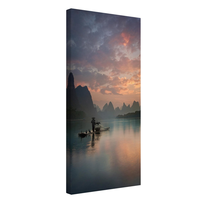 Sunrise Over A Chinese River by Not An Artist - Wrapped Canvas Print, 31cm H x 20cm W, Canvas