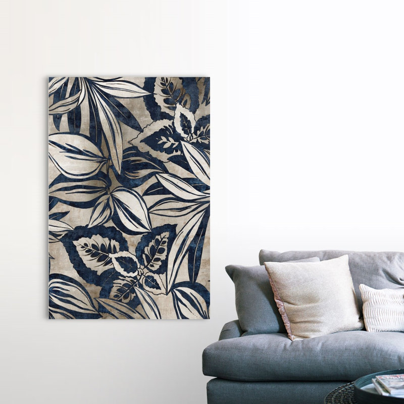 «Blue Foliage II» par Eva Watts - reproduction d'art sur toile, H 60 po x l 40 po x P 1,25 po, Toile tendue
