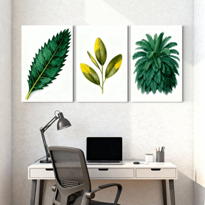 Palmiers, feuilles, brindilles, ensemble de 3 impressions sur toile