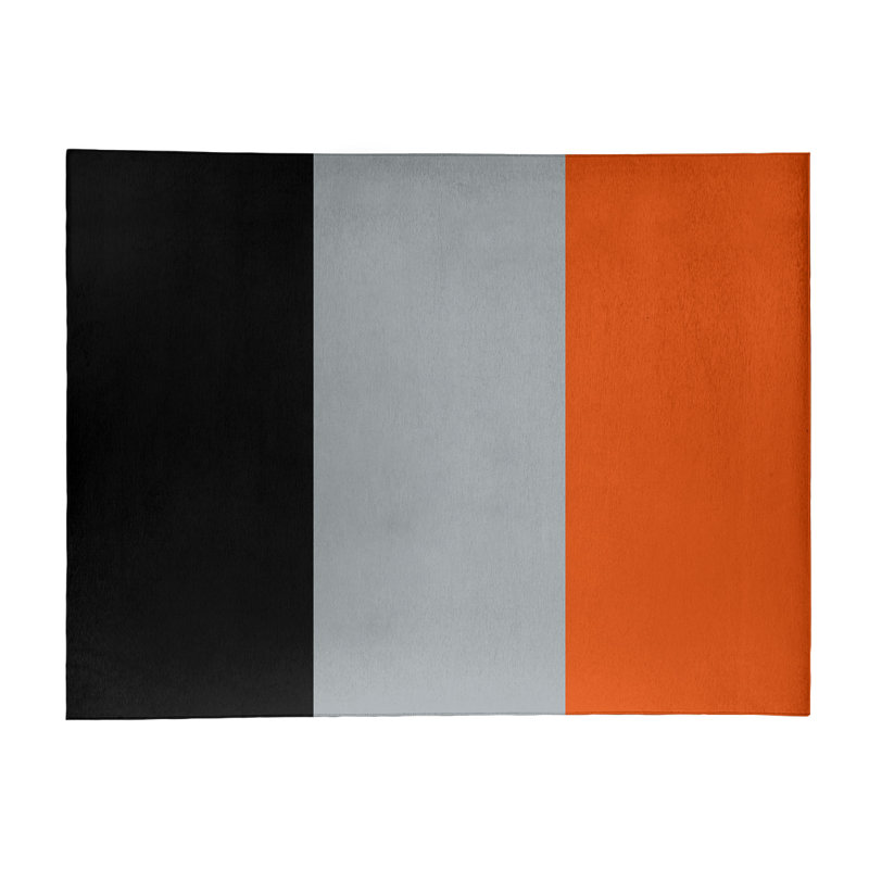 Tapis noir/gris/orange tissé à plat Baltimore, Rectangle 8 pi x 10 pi
