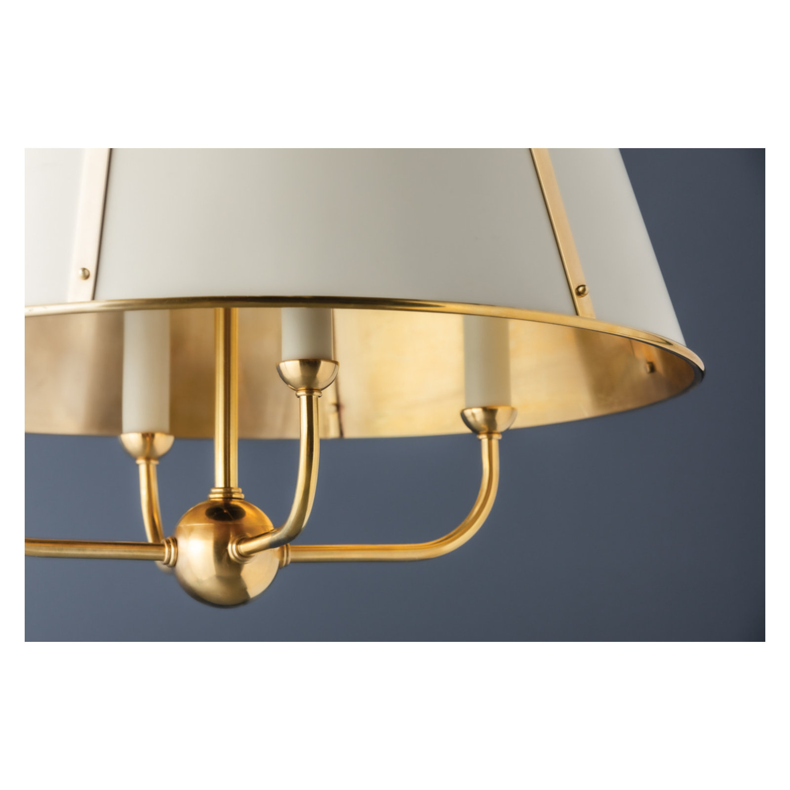 Cambridge 4 Light Chandelier by Mark D. Sikes for Hudson Valley Lighting, Aged Brass/Off White