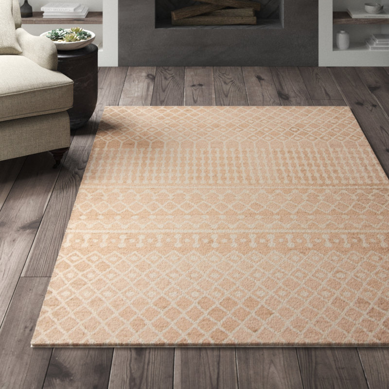 Jeannine Handwoven Flatweave Wool Beige/Ivory Geometric Area Rug, Rectangle 4' x 6'